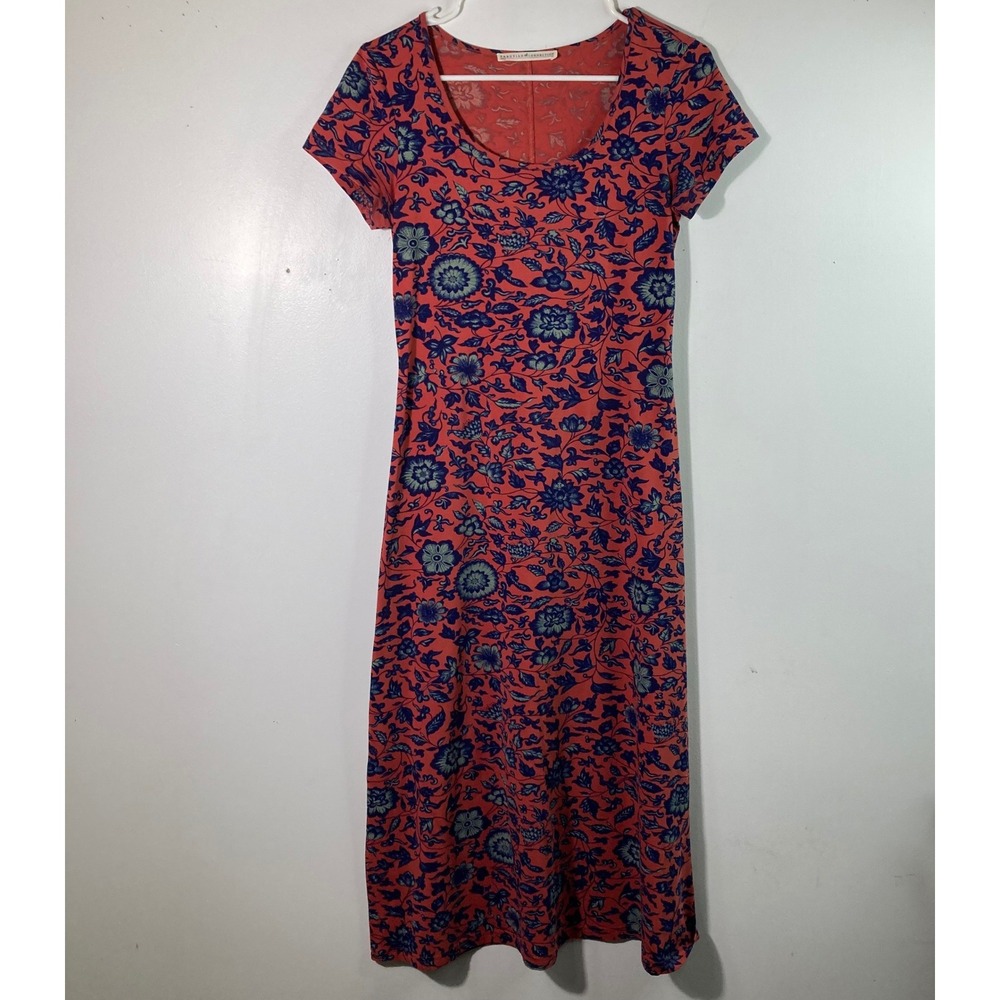 Peruvian Connection Red and Blue Floral Midi Dress